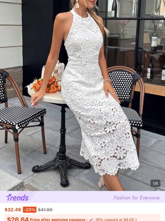 SHEIN Dresses & Skirts - SHEIN White Floral Lace Halter Midi Dress